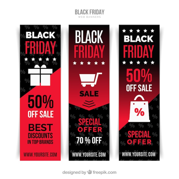 Set of three vertical black friday banners