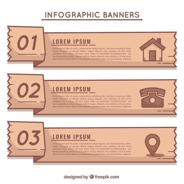 Set of three vintage infographic banners