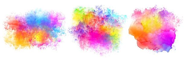 Set of three watercolor splatter stains design