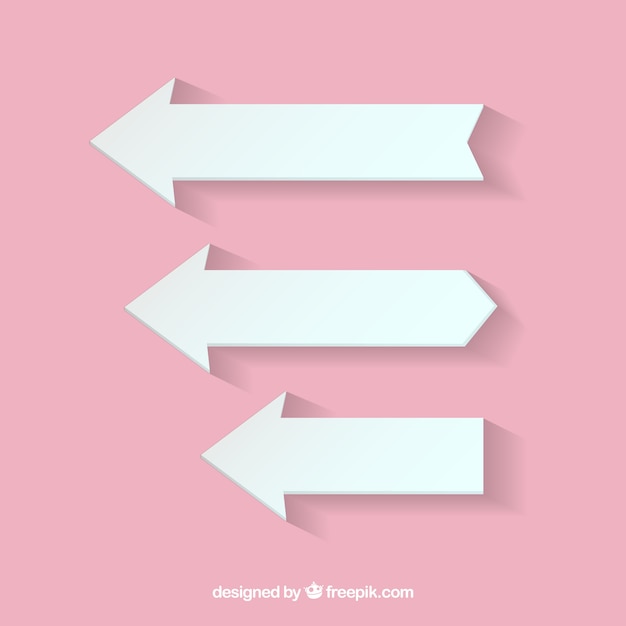 Set of three white infographic arrows