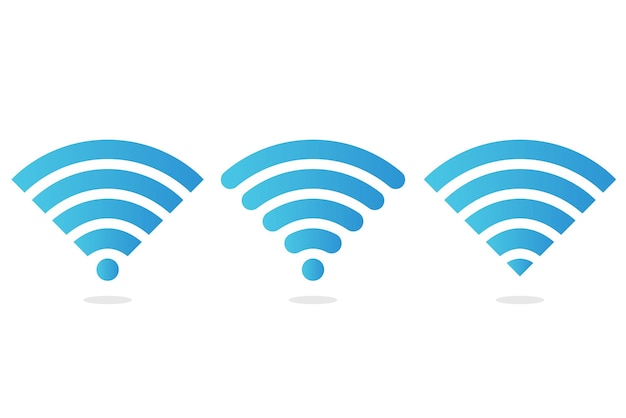 Set di tre segni di segnale wifi