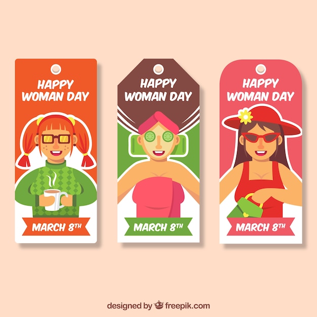 Set of three women's day tags