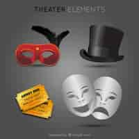 Free vector set of tickets and elegant theater elements