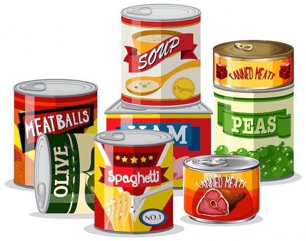 Free vector set of tin food