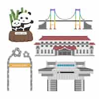 Free vector set of tokyo sightseeing spots