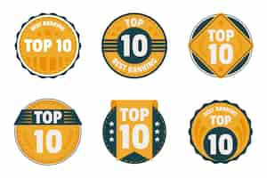 Vettore gratuito set dei primi 10 badge