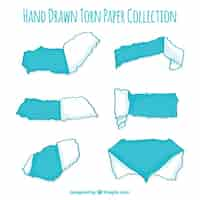 Free vector set of torn paper in blue color