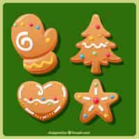 Free vector set of traditional ornaments of gingerbread cookies