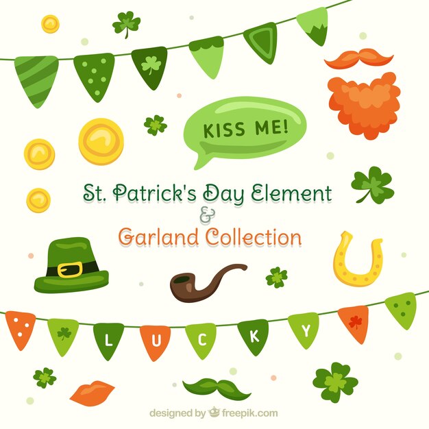 Set of traditional saint patrick elements