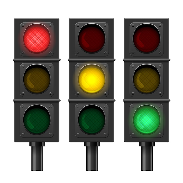 Free vector set of traffic lights isolated