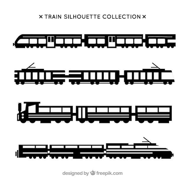 Free vector set of train silhouettes