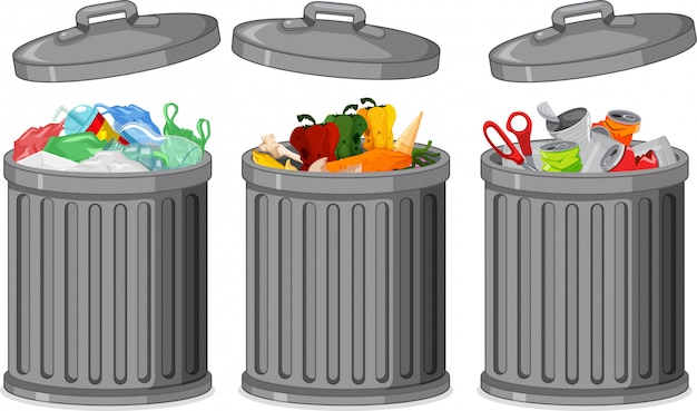 Set of trash can Free Vector