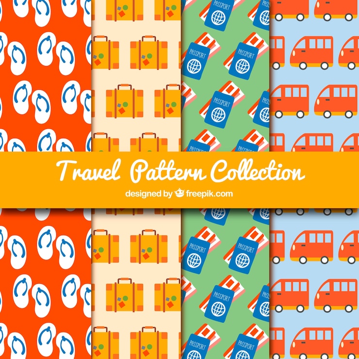 Free Vector set of travel elements in flat design in flat design