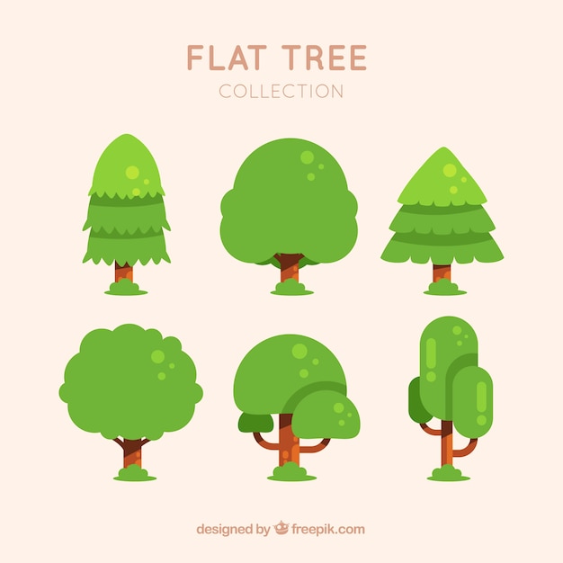 Free vector set of trees in flat style