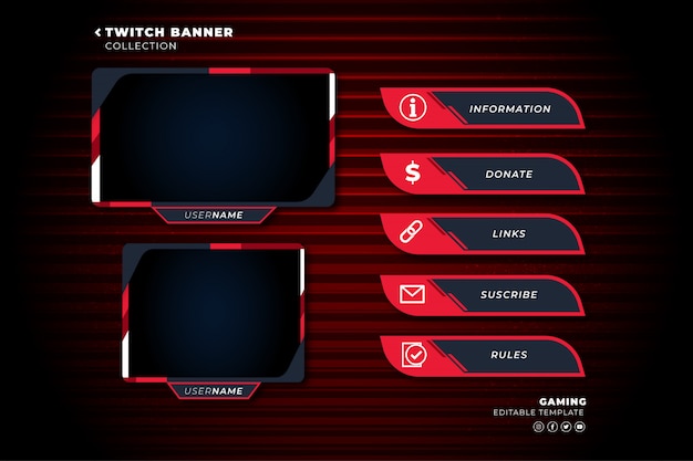 Set of twitch panels with abstract shapes template