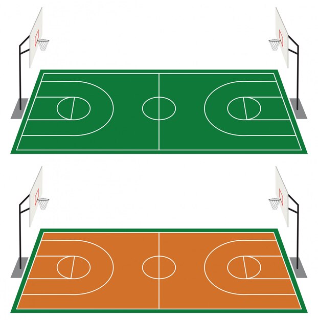 두 개의 농구 코트 세트