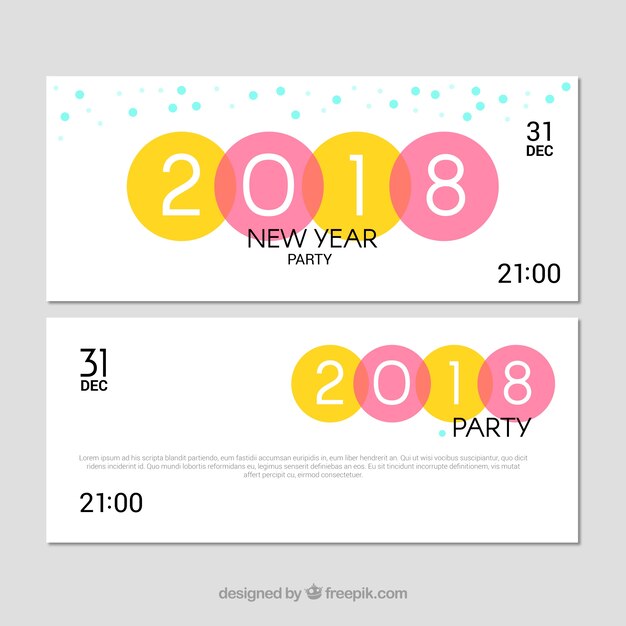 Set of two minimalistic new year party banners