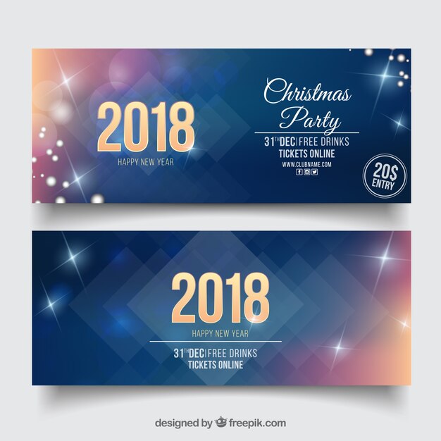 Set of two sparkly new year party banners