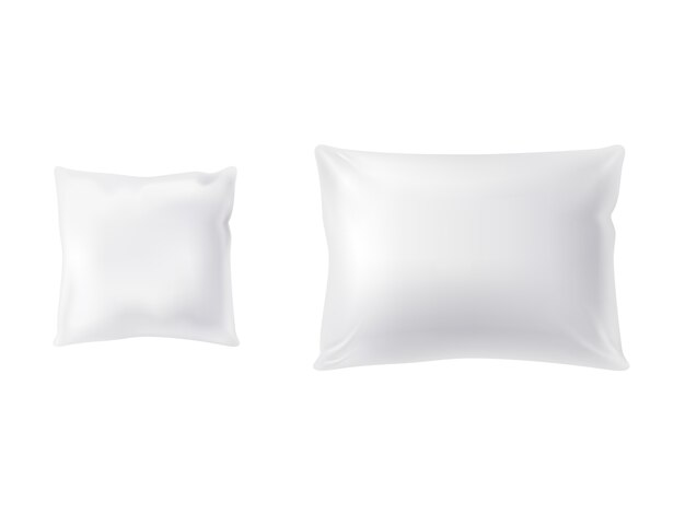 Набор из двух белых подушек, квадратный и прямоугольный, мягкий и чистый
