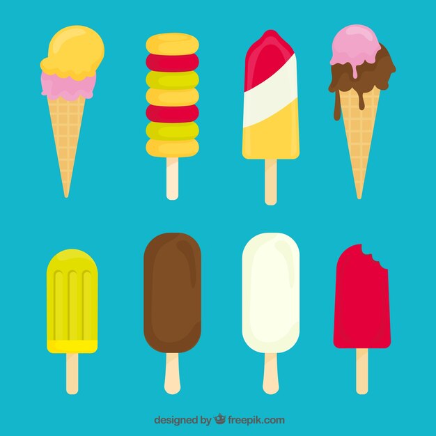 Set of types of ice cream