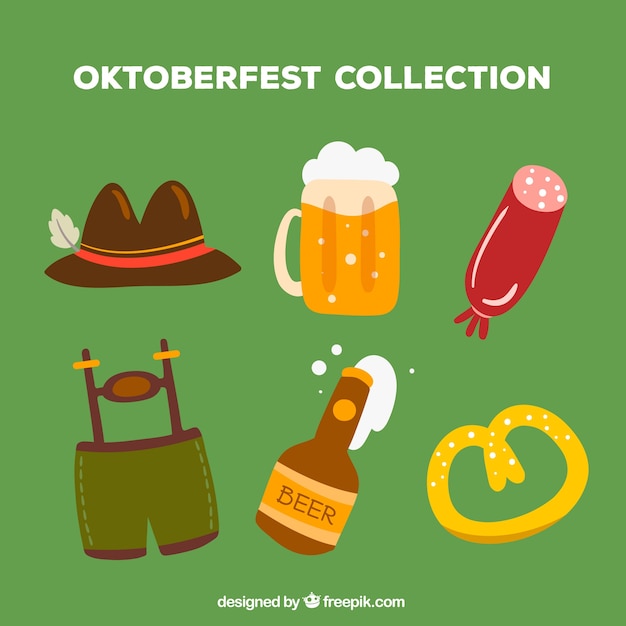 Free vector set of typical elements of oktoberfest