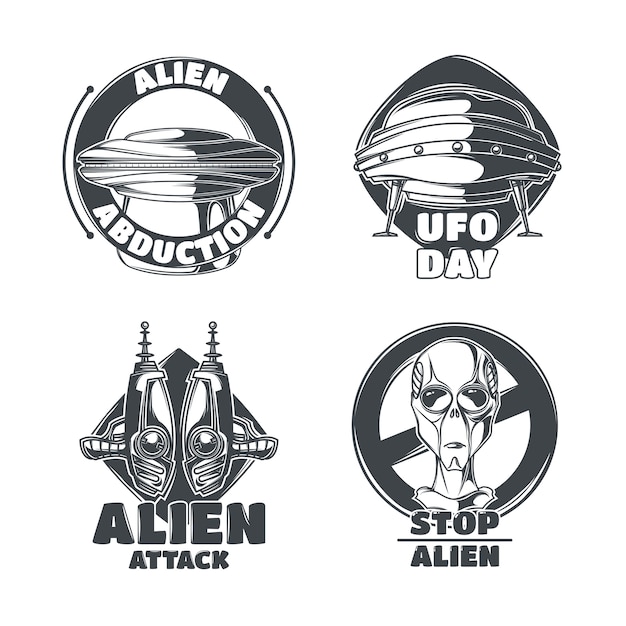 Vettore gratuito set di emblemi di ufo