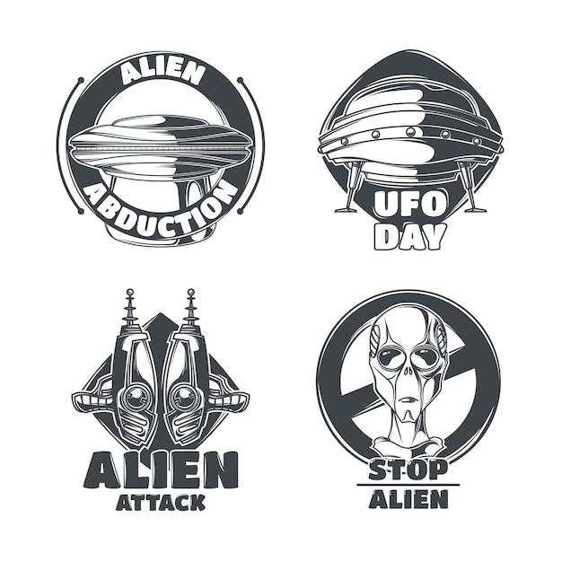 Set of ufo emblems