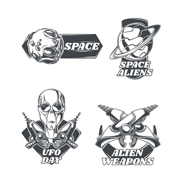 Set of ufo emblems