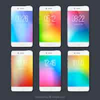 Free vector set of unfocused colorful mobile wallpapers