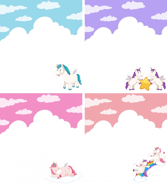 Set of unicorn character