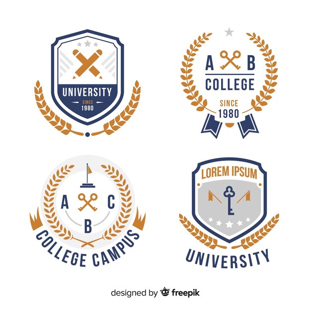 Set of university logos in flat style