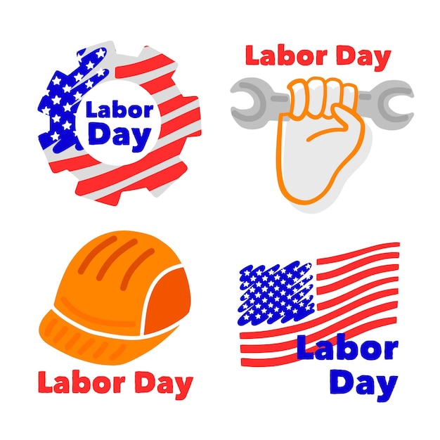 Set of usa labour day badges