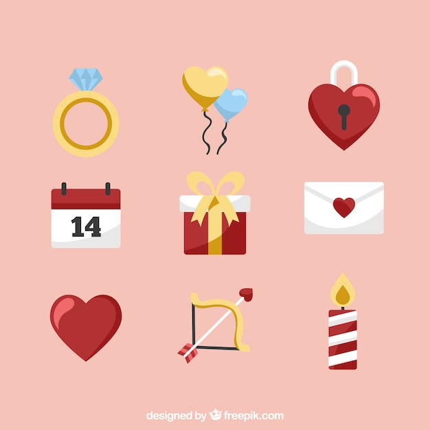 Set of valentine elements