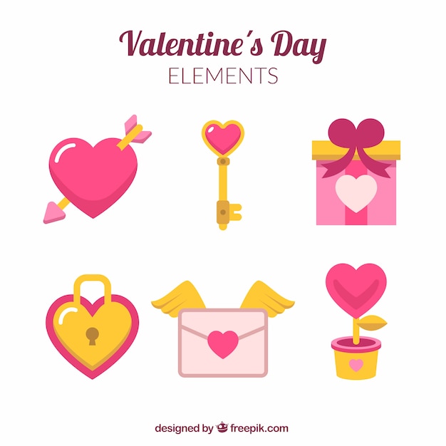 Set of valentine elements