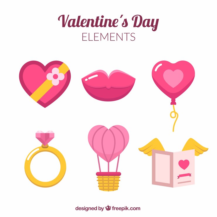 Free Vector set of valentine elements