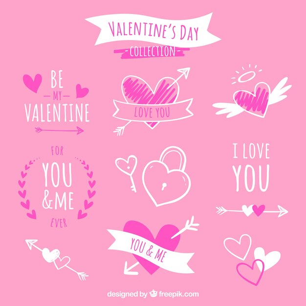 Set of valentine elements