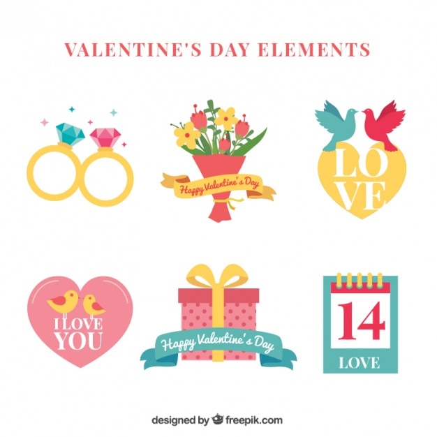 Free vector set of valentine gifts in vintage design