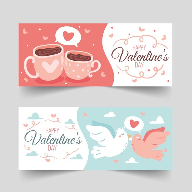 Set of valentine's day banners