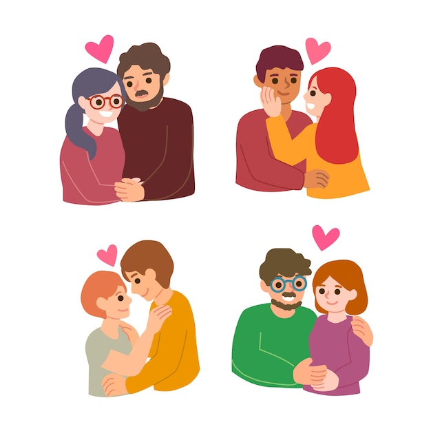 Free vector set of valentine's day couple