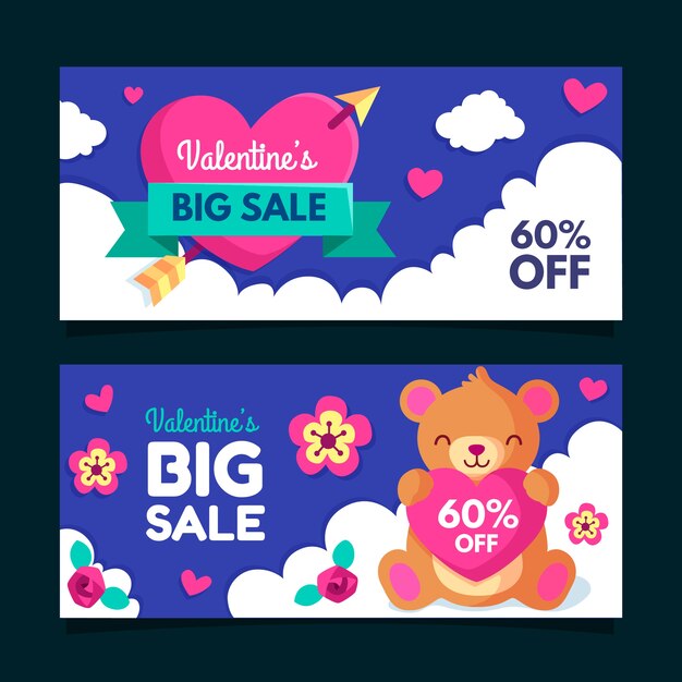 Set of valentine's day sale banners