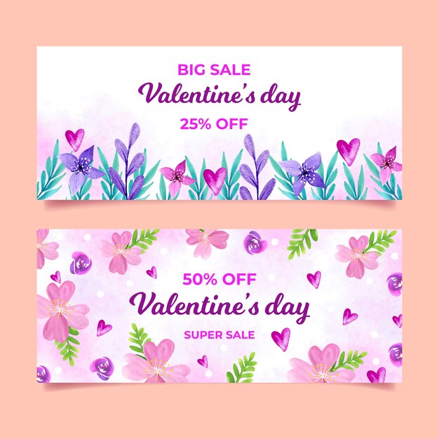 Set of valentine's day sale banners