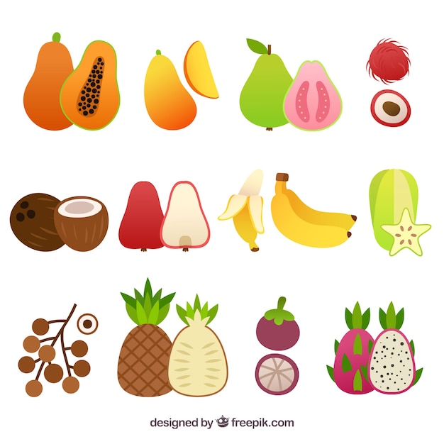 Set of variety of tasty pieces of fruit