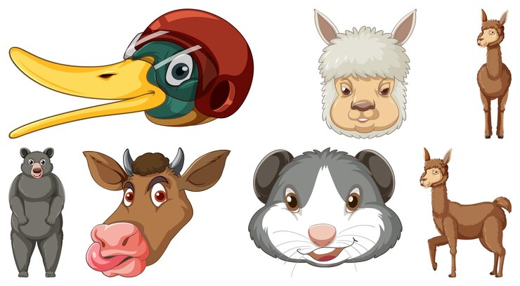 Free Vector set of various animals cartoon characters