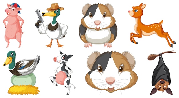 Free Vector | Set of various animals cartoon characters