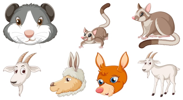 Free vector set of various animals cartoon characters