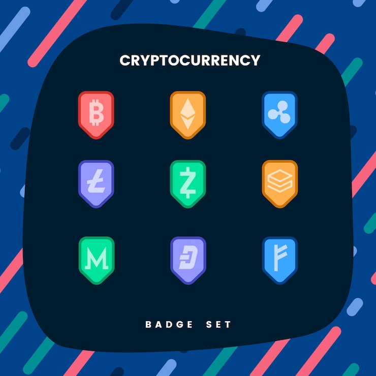 Free Vector set of various cryptocurrencies electronic cash symbol vector