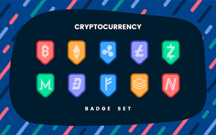 Free Vector set of various cryptocurrencies electronic cash symbol