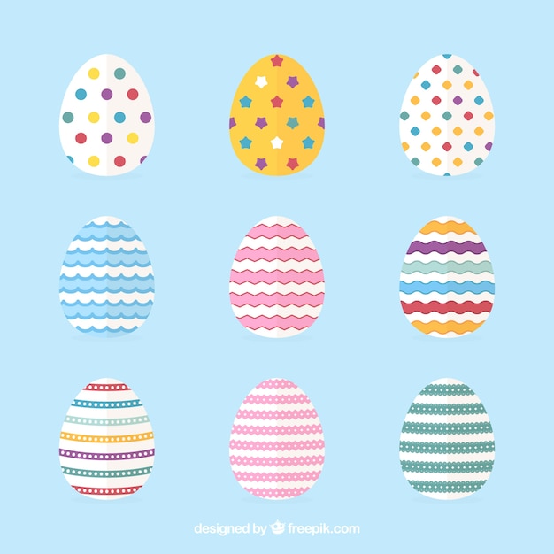 Free vector set of various flat easter eggs