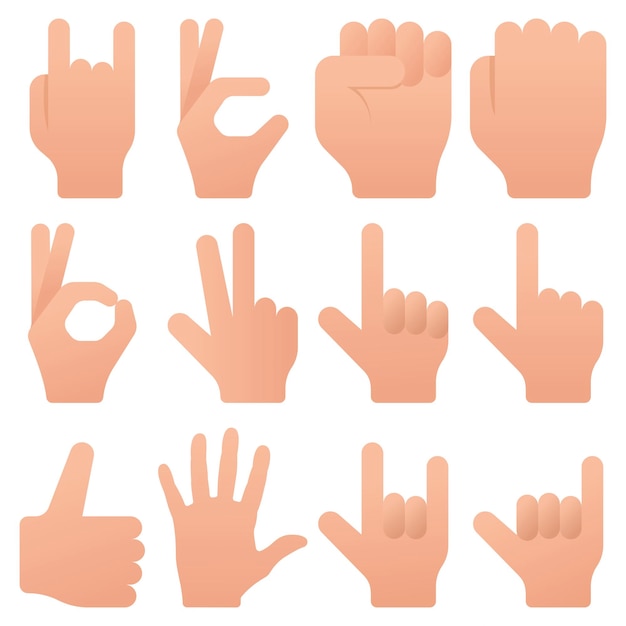 Free vector set of various hand gestures