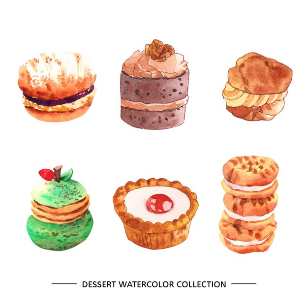 Set of various isolated dessert illustration 